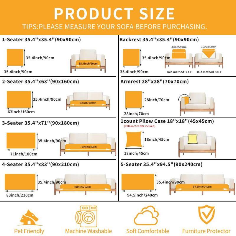 sofa cover Solid Color Cotton Velvet Sofa Cushion Non-Slip Elastic Couch Protector, Machine Wash Thickened Slipcover, Minimalist Design, Renter-Friendly Sofa Slipcover for Home & Living Room，Mother's Day