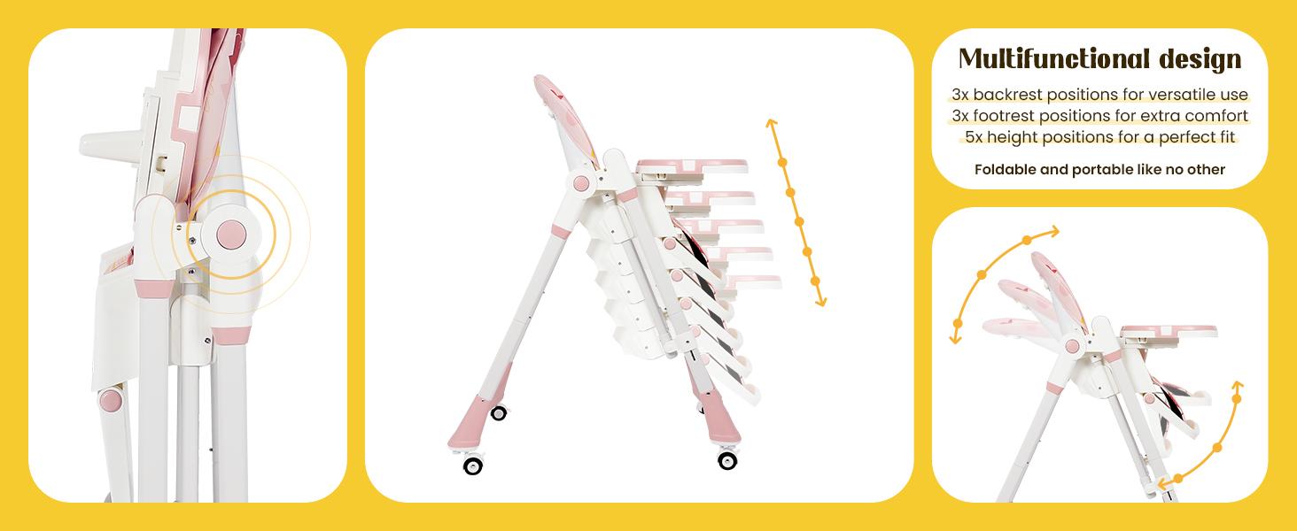 8-in-1 Adjustable High Chair,Upgrate High Chair & Cradle For Children's,Rocking chair with Removable 3-Position Adjustable Tray,Stability Structure & 3-Point Safety Harness,Dining Room Furniture Toddler Floor Seat,Gaming Chair,Vanity Chair,