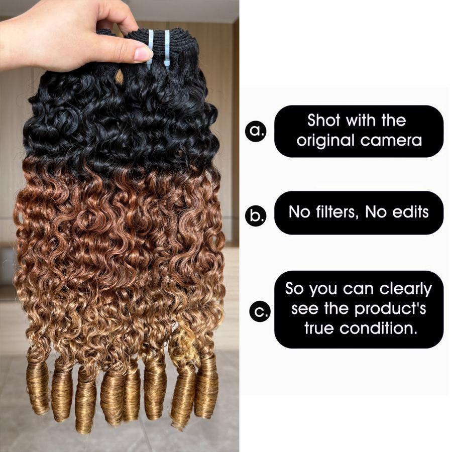 [Last Special Offer] Burmese Curly 3 or 4 PCS Bundles Virgin Human Hair 16A T1b/30/27 Color 14-32 Inches Spiral Ends Look