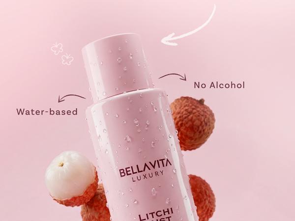 Bellavita Luxury Litchi Lust Hair & Body Mist for Women Sweet Fruity Body Spray Refreshing Hair and Body Mist Lightweight Alcohol-Free Perfume for Women 240 ML 8.12 fl oz