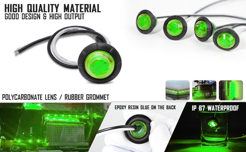 DIBMS 10x 3/4" Round LED Clearence Light Front Rear Side Marker Indicators Light for Truck Car Bus Trailer Van Caravan Boat, Taillight Brake Stop Lamp