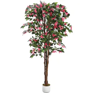 Artificial Bougainvillea Tree 6FT Tall, Realistic Faux Silk Flowers in Pot Indoor & Outdoor Decor, Easy Maintenance,for Home Office Garden