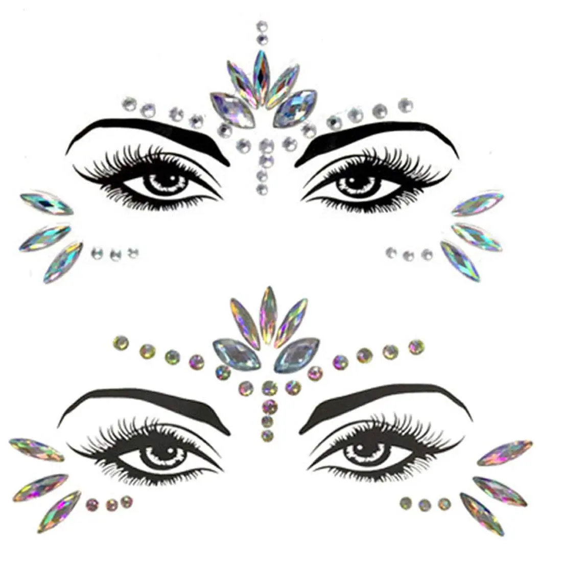 Mermaid Face Gems Stick Jewels for Women Cosplay Mermaid Halloween Club Body Eye Face Gems Makeup Stickers Self Adhesive Face Crystals Rhinestones Rave Festival Tattoo Concert Dress-up Decorations