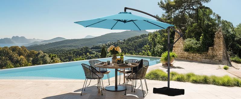 【Collection of Patio Umbrellas】Homshade Premium 10ft/9ft/7.5ft Offset Patio Umbrella with Adjustable Canopy & Easy Tilt System for Pool Deck & Garden - Solar Parasol with UV Protection