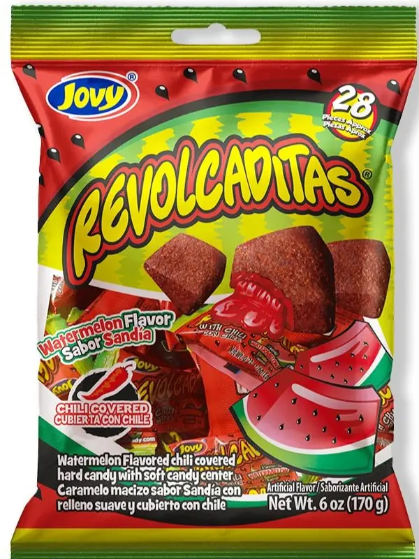 Revolcaditas Sandia 6oz - Sandia Watermelon Flavored Hard Candy Covered in Chili Powder - Sweet and Spicy Candy from Mexico Sweet