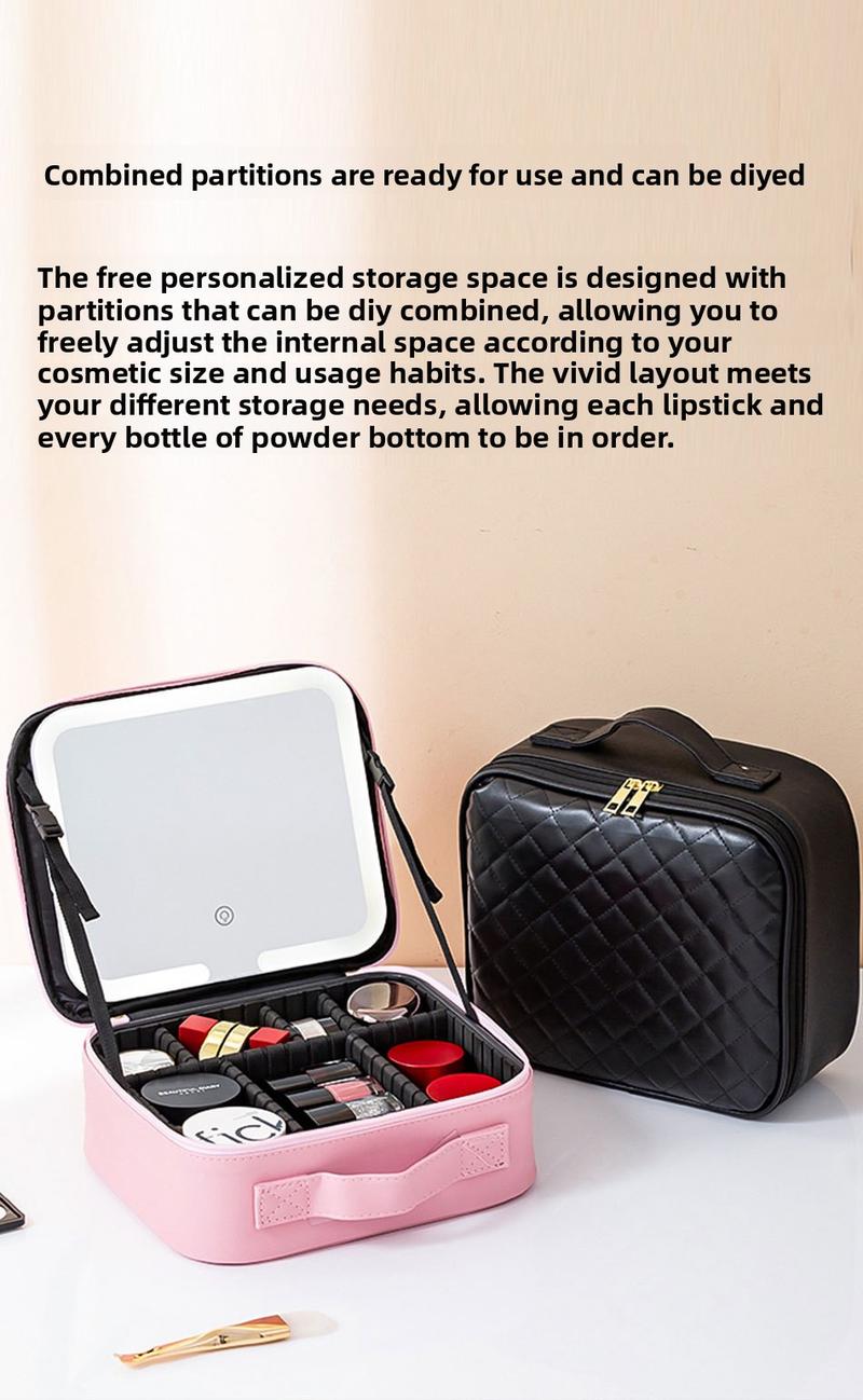 2025 Trending LED Makeup Bag with Mirror Large Capacity Portable Stylish Travel Case for Cosmetics