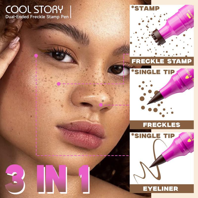 Waterproof Freckles Pen: Faux Freckle Stamp and Fine Tip Eyeliner for Realistic, Long-Lasting Freckles and Effortless Makeup, Perfect for Daily Wear and Cosplay