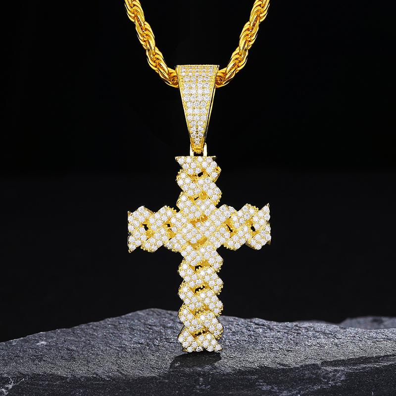 【P259】D VVS Synthetic Moissanite Cross Pendant Necklace Iced Out Bling 925 Sterling Silver UCCIYO Men Women Hip Hop Jewelry Gift