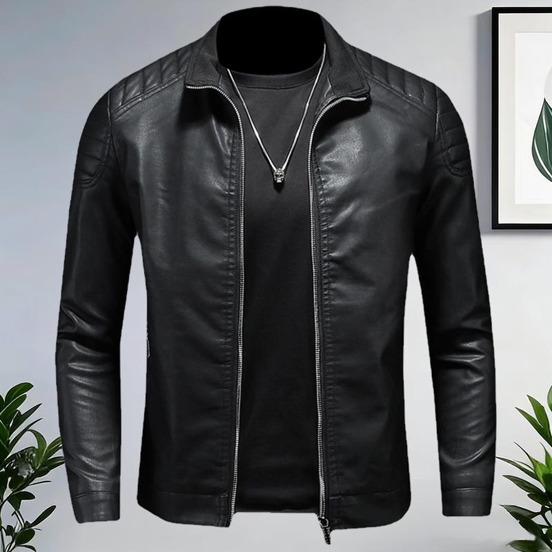 Men's Stylish Black PU Leather Jacket | Loose Fit | PU Leather | Machine Washable | Casual Attire | Men | Stylish
