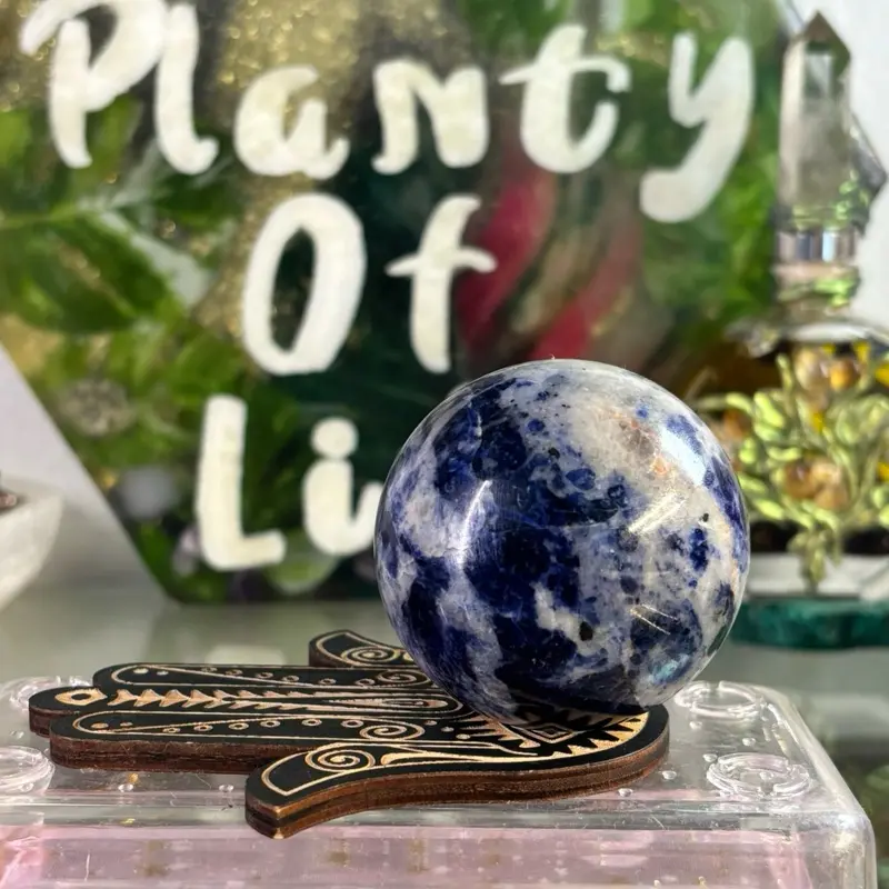 Sodalite Sphere 50mm with holder | Intuition & Truth Crystal Ball | Deep Blue Polished Stone for Meditation & Ancestral Work