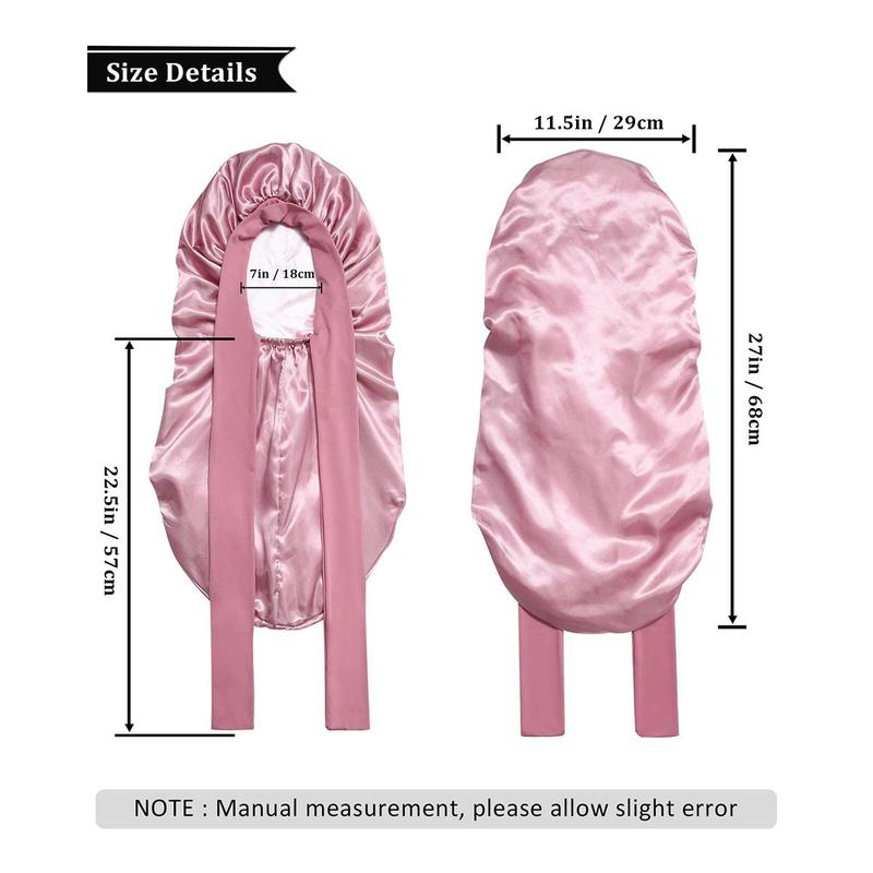 AWAYTR Long Double Layer Satin Bonnet for Sleeping Reversible Silk Feeling Bonnets for Long/Curly Hair Women Sleeping Cap with Tie Band Head Wrap Nightcap TikTokShopBlackFriday