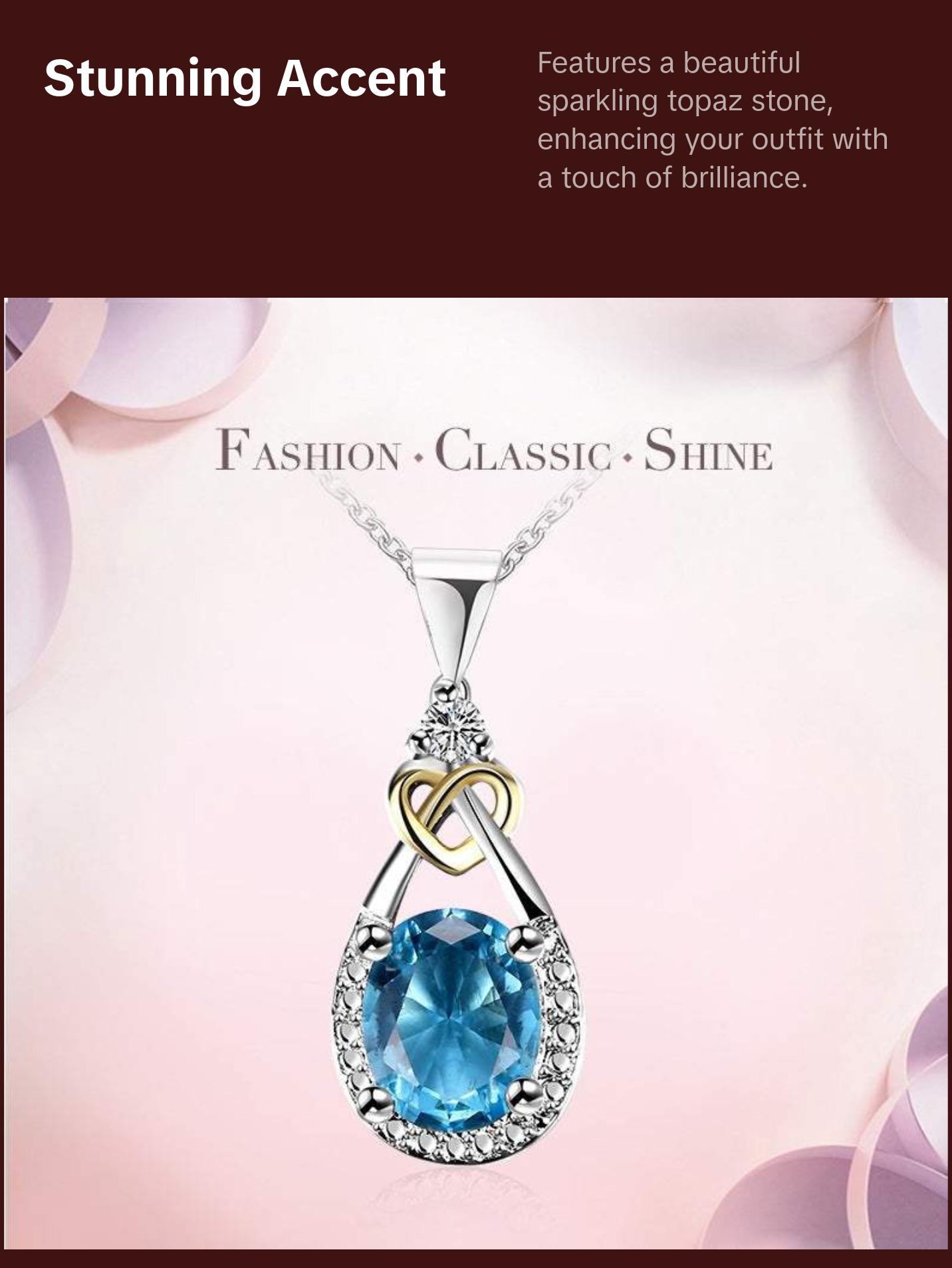 Women's Sterling Silver Topaz Stone Necklace