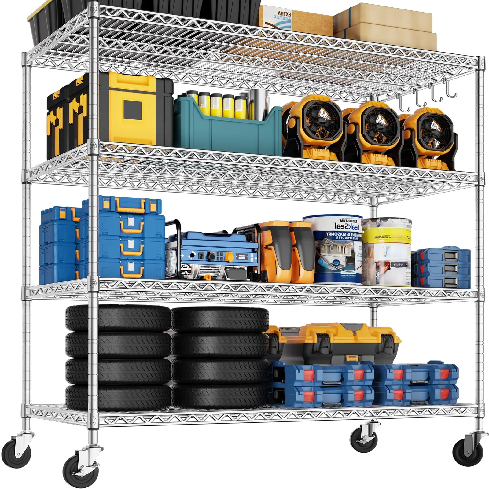 4-Tier 56" x 24" x 76" Silver