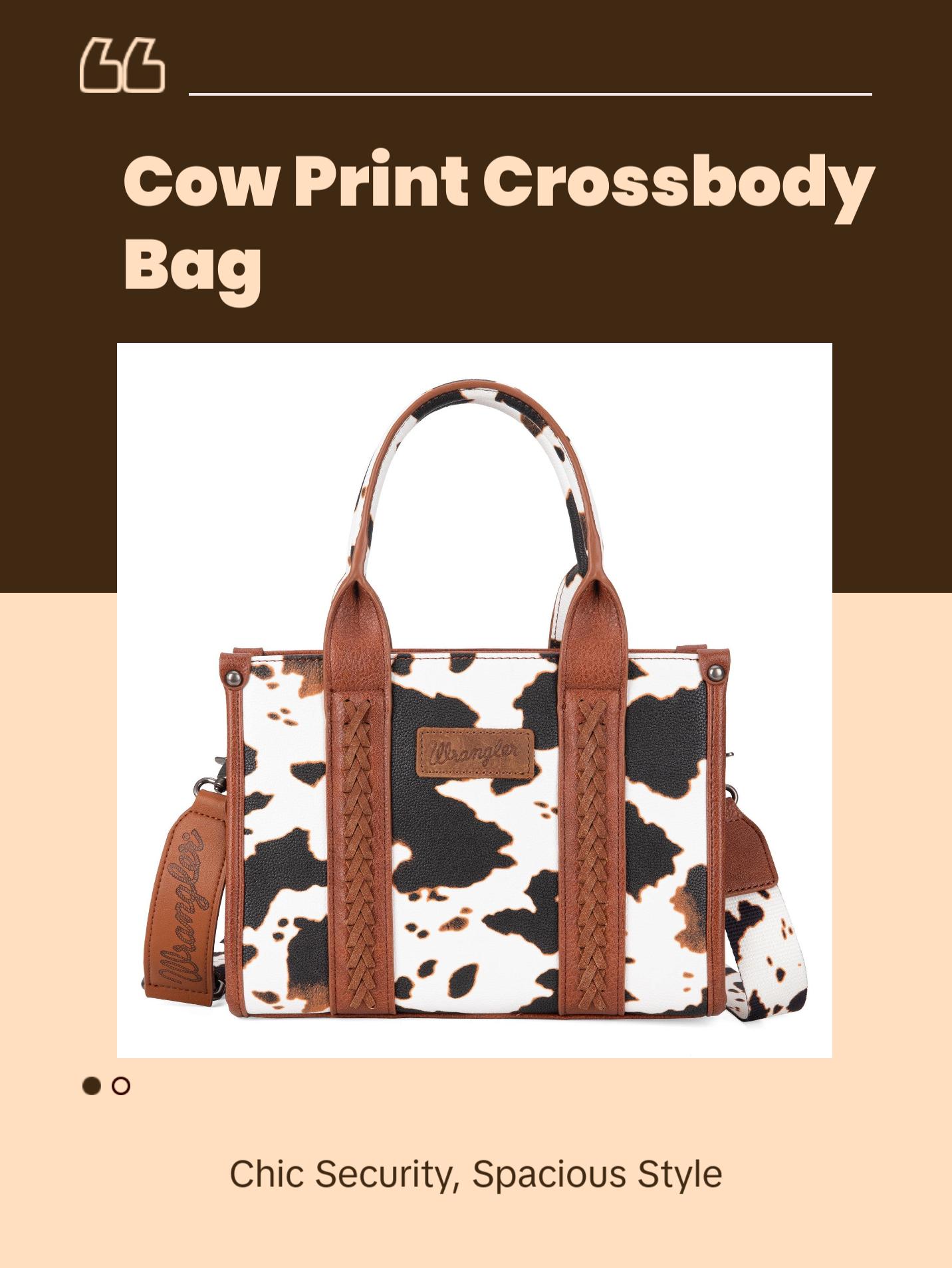 Wrangler Cow Print Concealed Carry Tote/Crossbody Bag Wrangler Cow Print Concealed Carry Tote/Crossbody Bag