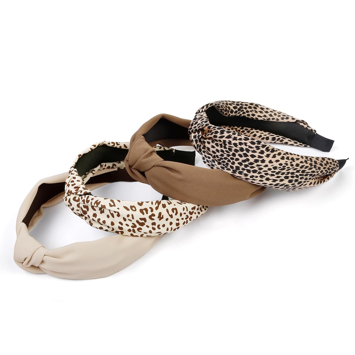 Knotted Fashion Hairbands and Hair Hoops: Non-Slip Top Knot Headbands with Leopard Print for Women and Girls