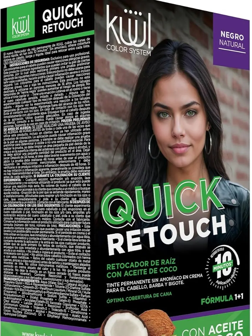 KÜÜL Quick Retouch - Medium Brown Hair Color Dye Without Ammonia, Rapid Gray Retouch for Hair, Beard, and Mustache, Practical Formula, Ideal for Express Touch-ups, Instant Color Black, 100 ml