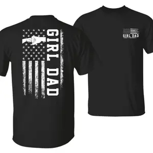 Girl Dad T-Shirt American Flag Graphic with Fist Bump Symbol Perfect Gift for Proud Fathers of Daughters Patriotic Style 100% Cotton Unisex Classic Fit Menswear Tops
