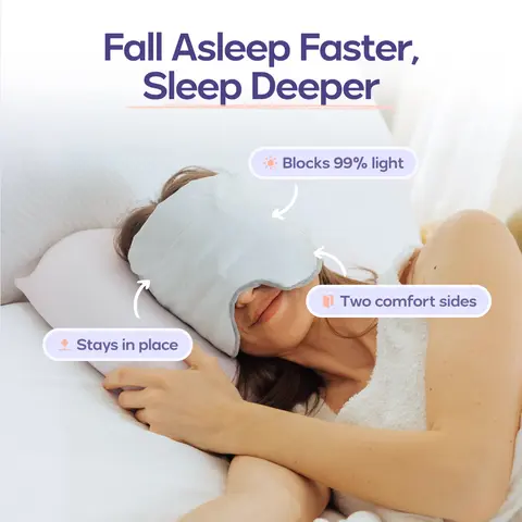 Mellow Sleep | Lights Out Weighted Eye Mask – Strapless 360° Wraparound Sleep Mask, Deep Pressure Relaxation Eye Mask for Better Sleep, Soft Comfortable Light Blocking Eye Mask for Travel, Naps & Stress Relief