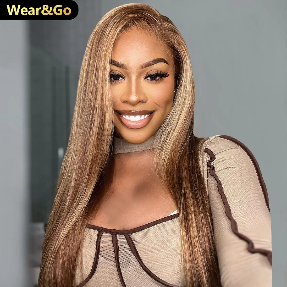 OQ HAIR Pre Cut Lace Highlight Ombre 4/27 Color Wear And Go Glueless Wigs 7x5 Straight Lace Front Human Hair Wigs #dealsforyoudays