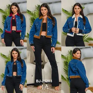 Denim jacket with a plush collar Bottom Denim jacket with a plush collar Bottom
