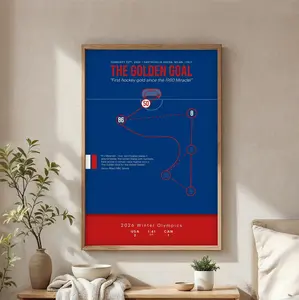 [UNFRAMED] The Golden Goal Jack Hughes Poster, 2026 USA Hockey Art, Winter Olympics Poster for Fans
