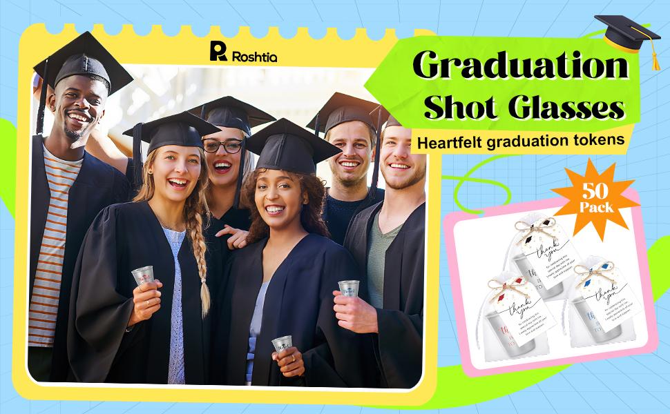 Graduation Party Favors 30/50 Sets Stainless Steel/Acrylic Shot Glasses Cheers to the Graduate with Thank You Cards Gift Bags 2026 Grad Party Cups for Graduates Guests Teacher Classmates Friends Family Grad Party Decor Graduation Celebration Supplies,summ