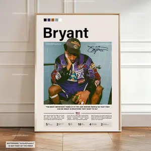 No Framed - Kobe Bryant Mamba Mentality Poster - Legendary LA Lakers Basketball Wall Art - Iconic Sports Decor for Basketball Fans & Athletes
