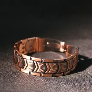Men’s Rose Gold Magnetic Copper Bracelet: 3500 Gauss Magnets for Pain Relief, Durable Fold-Over Clasp, Perfect Gift for Dad, Husband or Boyfriend