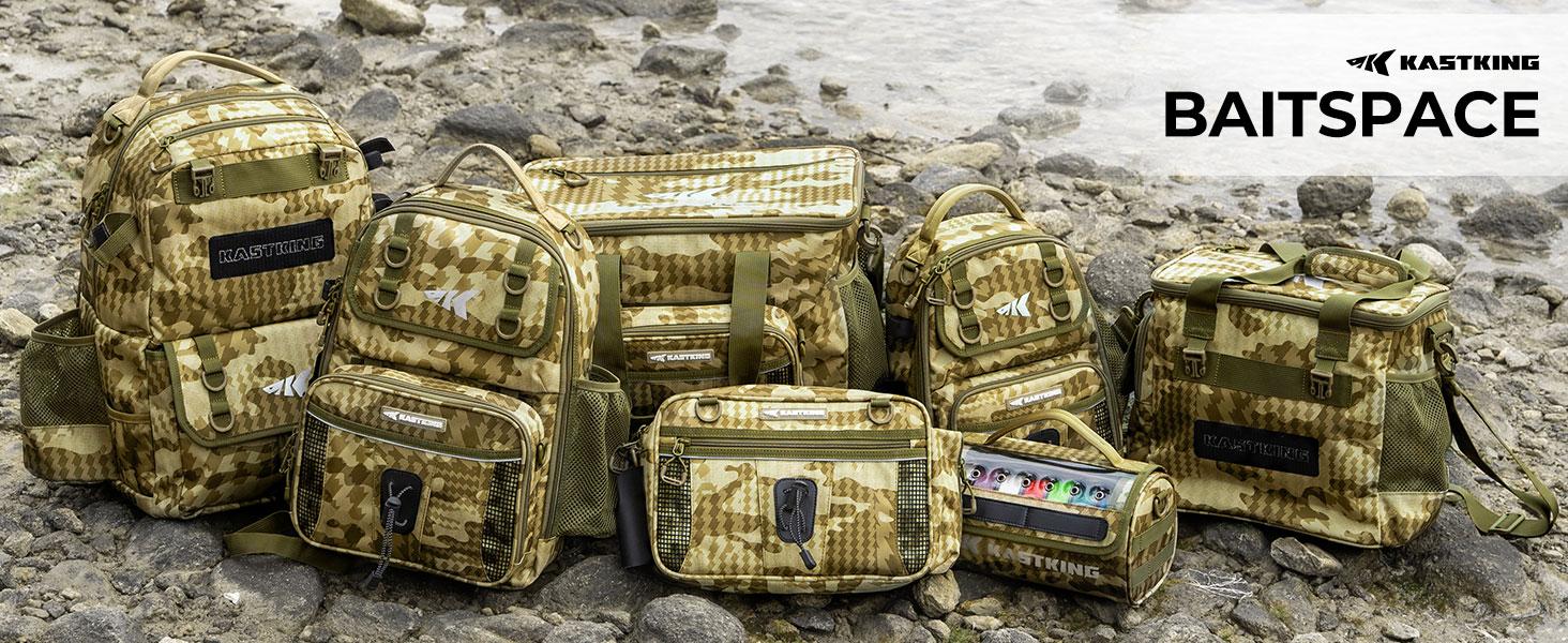 KastKing BaitSpace Waist Bag – Waterproof Tackle Storage Bag With Adjustable Belt, Fishing Fanny Pack for Men, Soft Bait Organizer, 3600 Utility Box, Rod Holder