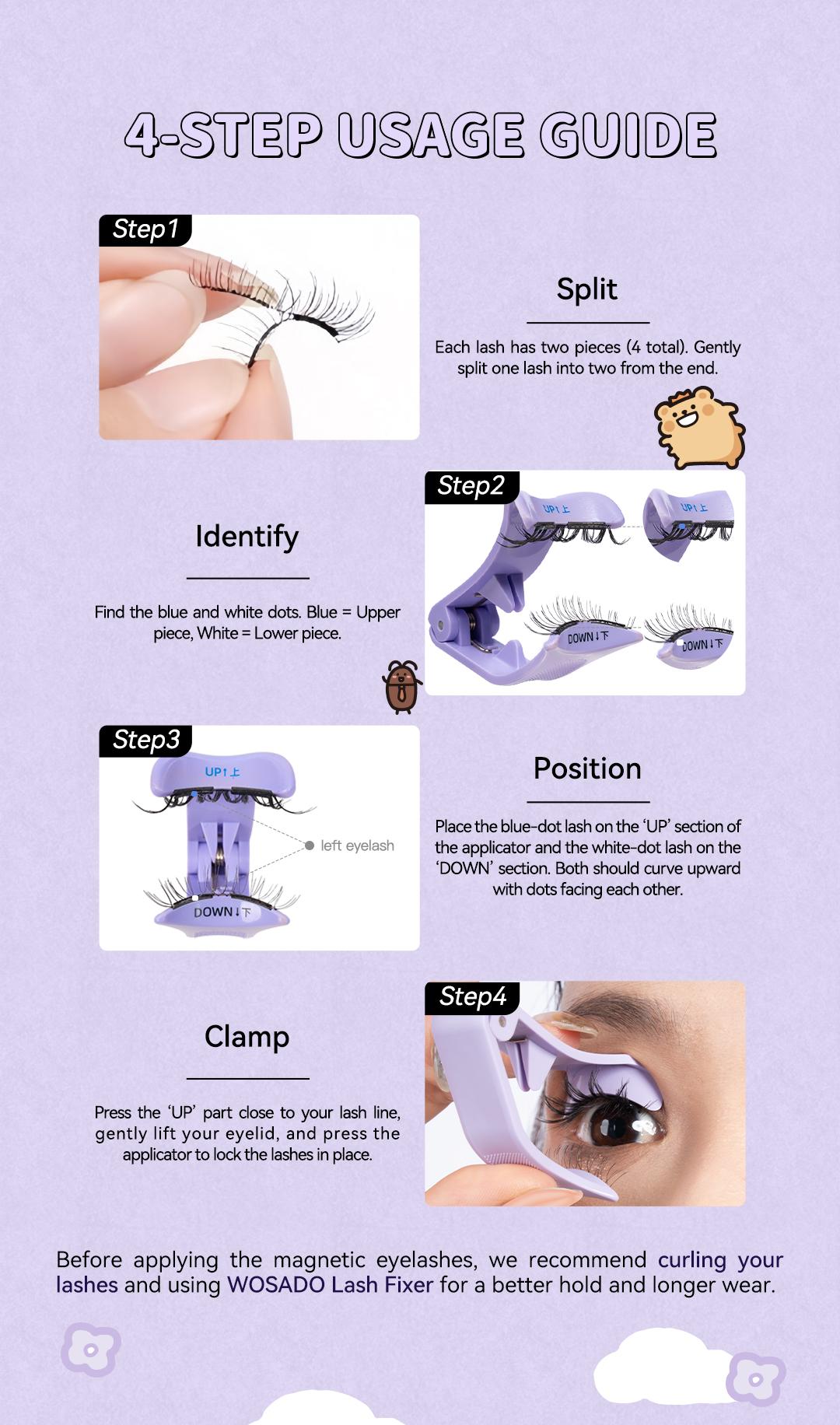【Wosado】 Magnetic Eyelashes Soft All-in-One Kit, BearisBug Limited Edition Magnetic Lash Extensions, Reusable, Waterproof, Glue-Free, Eyeliner-Free Cosmetic Makeup