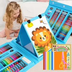 Easter Gift 208 PCS Art Supplies,Drawing Art Kit for Kids Girls Boys Teens Artist, Art Set Case with Trifold Easel, Includes Oil Pastels, Crayons, Colored Pencils, Coloring Book, Scissors, Origami Paper 40 Sheets
