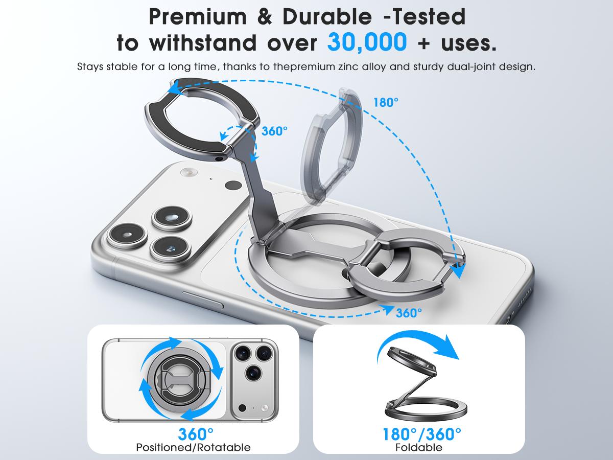 Double-Sided Magnetic Phone Stand Adjustable & Compatible with iPhone 12-17 Series Portable Multi-Scene Use Operable with One Hand Smartphone Cellphone Mount
