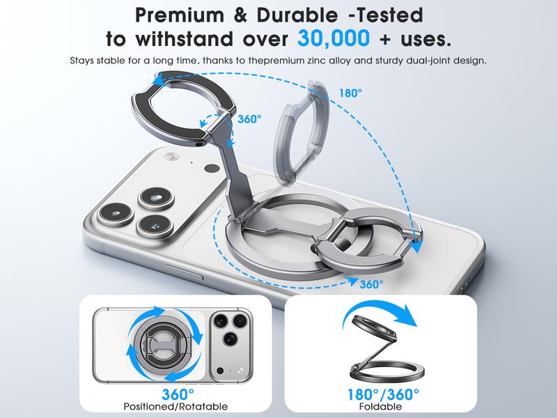 Double-Sided Magnetic Phone Stand Adjustable & Compatible with iPhone 12-17 Series Portable Multi-Scene Use Operable with One Hand Smartphone Cellphone Mount