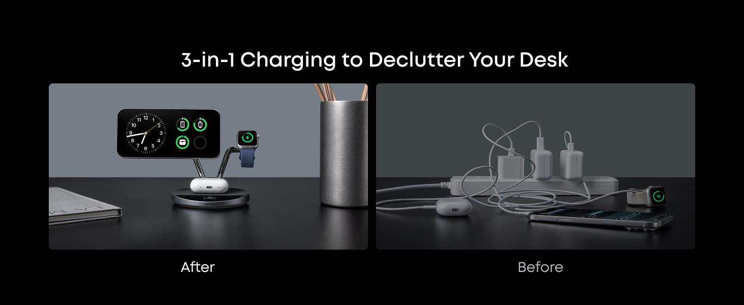 Anker Prime MagSafe Charger Compatible, 3-in-1 Charging Station, Qi2 25W Wireless Charger Dock Stand, Smart Display with TEC Active Cooling & Anker 45W Fast Charging USBC Charger with LED Display, Fast Charging Block for iPhone 17/16/15 Series, MacBook so