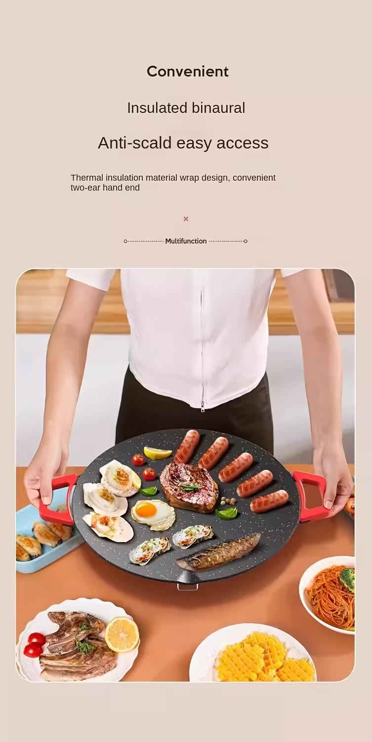 TANLOOK KITCHEN 1500W Portable Electric Korean BBQ Grill Indoor Smokeless Non-stick Grill Pan Adjustable Temperature Control Universal Fry Griddle for Home Cooking