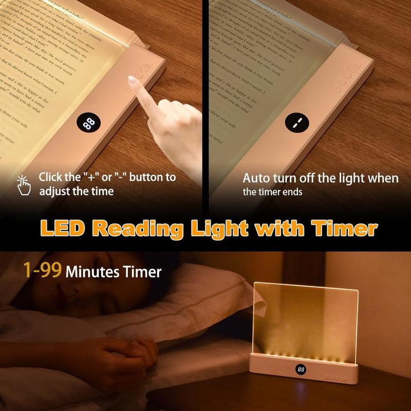 Smart LED Reading Lamp – Rechargeable, Adjustable Brightness & Timer Function, Flat Design Bedside Light for Cozy Night Reading & Unique Reader Gift