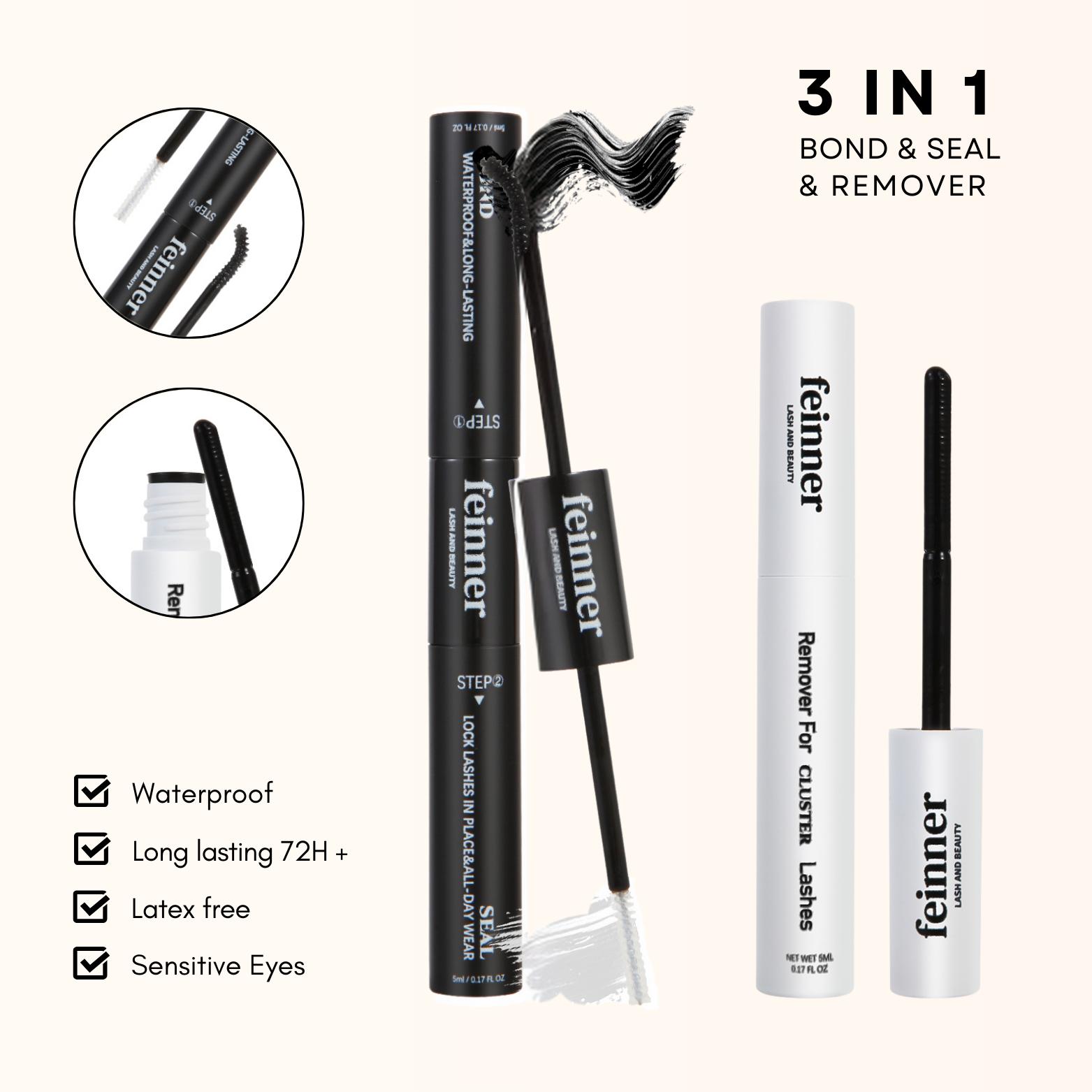 Feinner Classic DIY Lash Extension Kit Natural Look Waterproof with Bond Seal Remover Soft D Curl 8-16mm 8-12mm Mix for Beginners Friendly Salon Quality at Home Must-Have Cluster