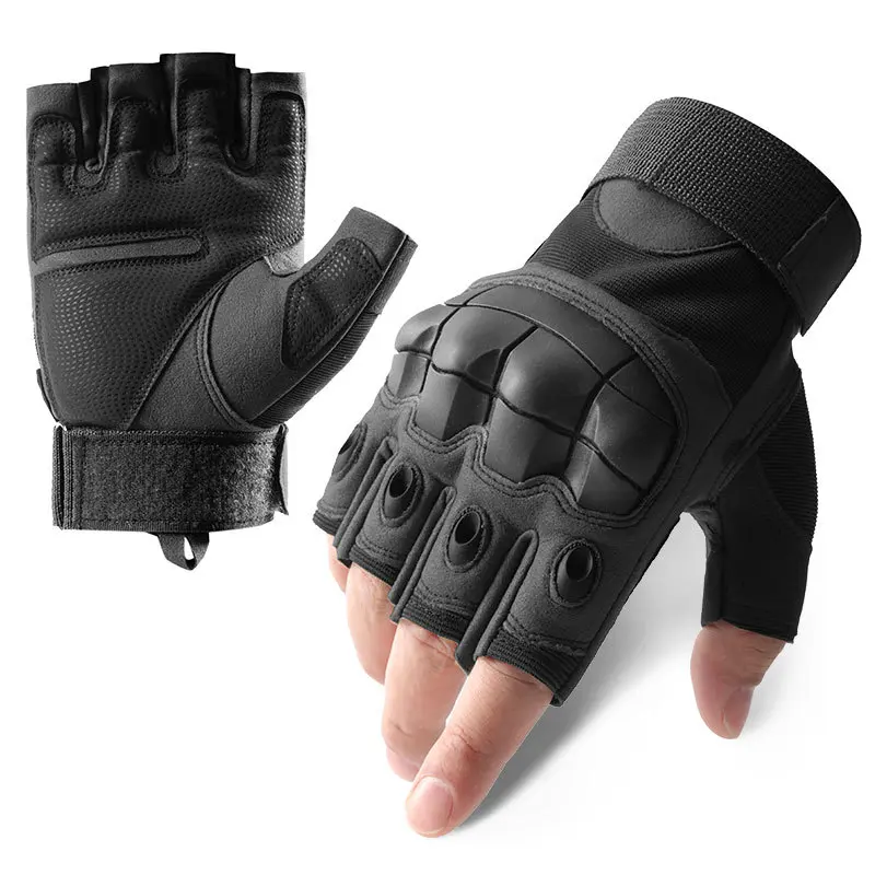 Tactical Fingerless Gloves for Men & Women, Breathable Microfiber & Nylon with Hard Knuckle Protection, Anti-Skid for Work & Outdoor Sports, Work & Outdoor In One Pair