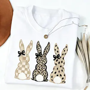 Comfort Colors Neutral Easter Bunnies Tshirt Leopard Checkered Patterns Coquette T-shirt - LORA ATCHER