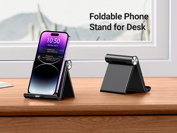 UGREEN Desk Cell Phone Stand, Table Stand Holder, Adjustable Portable Desktop Dock Office Compatible with iPad Pro 11 9.7 10.5 Air Mini 5 4 3 2 iPhone 17 16 15 14 13 12, Ideal for Folding Desk Smartphone Use, Deals for You,TikTokShopHolidayHaul