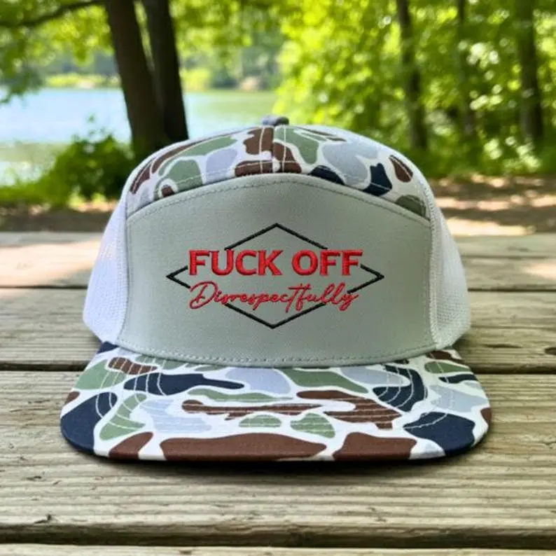 [COMBO 2 SAVE 60%] Fuck Off Disrespectfully Trucker Hat, Funny Camo Snapback Cap, Sarcastic Sayings Mesh Hat, Rude Humor Gift for Friends