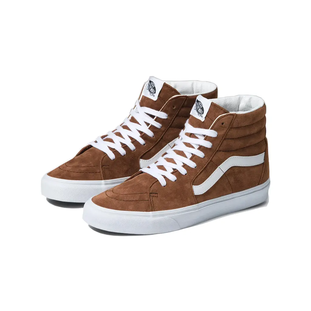 VANS Men's Classic Sk8-Hi Lace-Up High-Top Pig Suede Tortoise Shell Casual Shoe, Reinforced Toe Cap, Padded Collar, Signature Rubber Waffle Outsole, Side Stripes, Retro Style, Closed Design