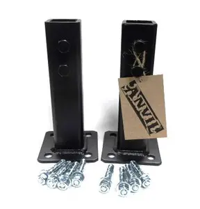 Repair 1" Outdoor Railing Post Mounting BRACKET NO WELDING 6 1/2" high 2pk 1" broken post Slips INSIDE Boot Black paint & Bolts
