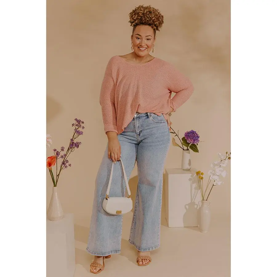 RISEN Melody Low Rise Wide Leg Shimmer Jean Curves