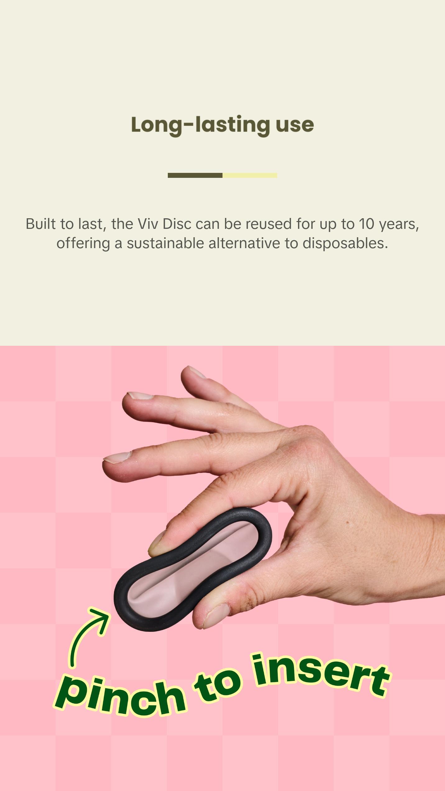 Viv Menstrual Disc - Beginner Period Disc with Easy Removal Pull Tab - Comfortable, Sustainable, 100% Medical-Grafe Silicone