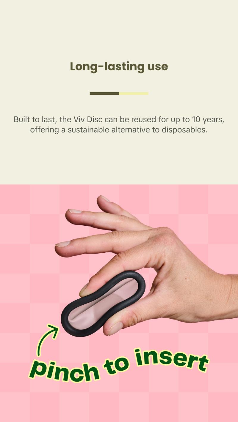 Viv Menstrual Disc - Beginner Period Disc with Easy Removal Pull Tab - Comfortable, Sustainable, 100% Medical-Grafe Silicone