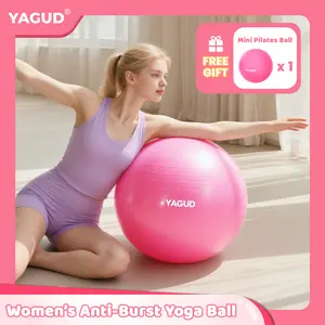 【Free Gift with Purchase】Yagud Yoga Ball Exercise Ball Anti Slip Heavy Duty for Fitness, Balance & Core Workout, with Foot Pump, Pink/Cyan/Purple