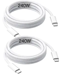 240W USB-C Charge Cable 2m [2-Pack], 6ft USB C to USB C Cable, Fast Charging Cord for Macbook Pro/Macbook Air, iPad Pro 12.9/Air 5th/4th/Mini 7th/6th/IPad 10/11, iPhone 17/16/15/16e/Pro Max/Plus/Air