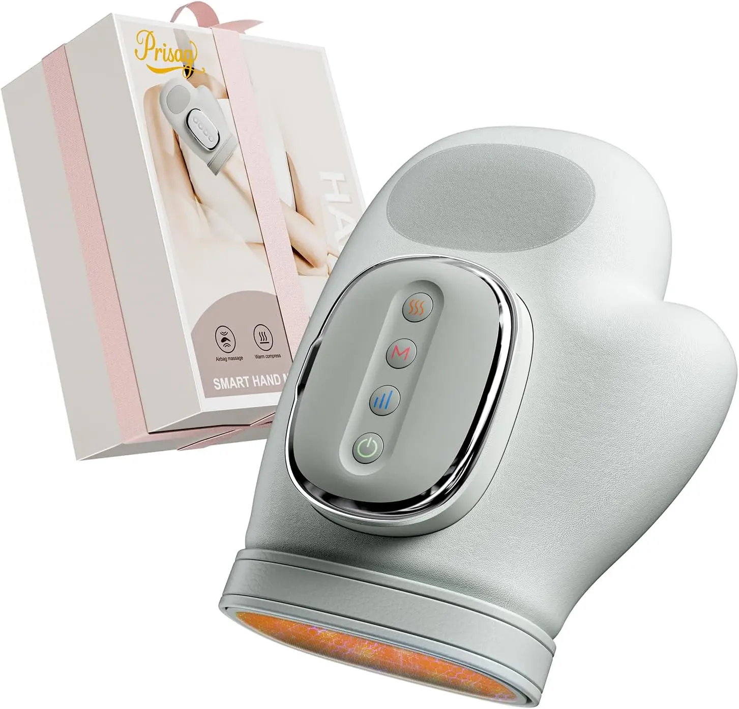 Hand Massager with Heat and Compression, 2026 Professional Cordless Electric Hand Massager with 3 Massage 5 Compression 3 Temperatures Suitable for Wrists and Fingers (White) portable hand relaxation adjustable intensity level
