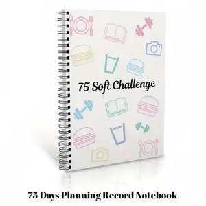 75-Day Soft Challenge Planner Notebook – A5 Spiral Daily, Weekly & Monthly Organizer for Productivity, Goal Tracking, Time Management, Efficiency Boost, Office & Home Stationery, Perfect for Students & Professionals